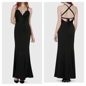 Fame and Partners black crossover mermaid gown